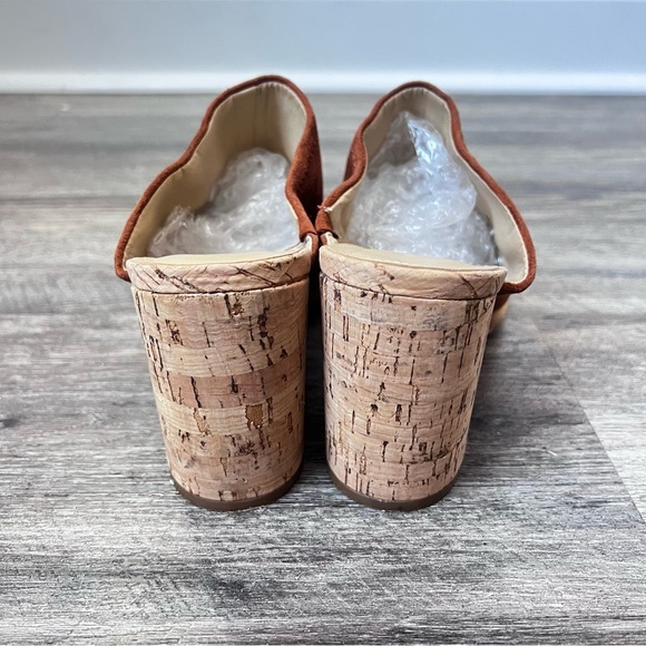 MARC FISHER Mules Slides Sandals Retro Color Block Suede Brown Pink 9.5M + - Picture 5 of 7